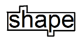 The word 'shape' in lower case with a box around it