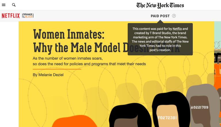 This article about women prison inmates is sponsored by Netflix.