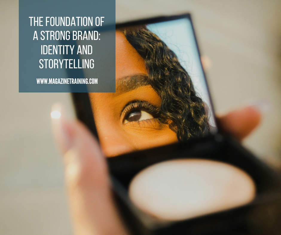 woman looking at self in compact mirror